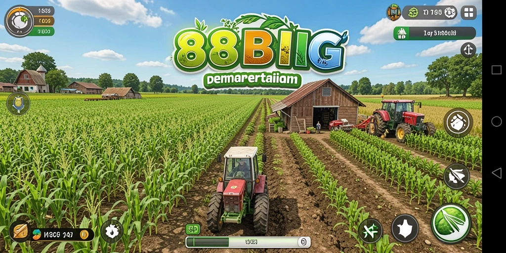 Screenshot gameplay 88BIG menampilkan suasana ladang yang indah dan beragam tanaman.