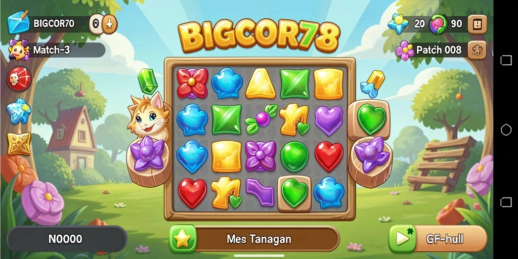 Tampilan gameplay seru dari BIGCOR78 dengan berbagai tantangan Match-3.