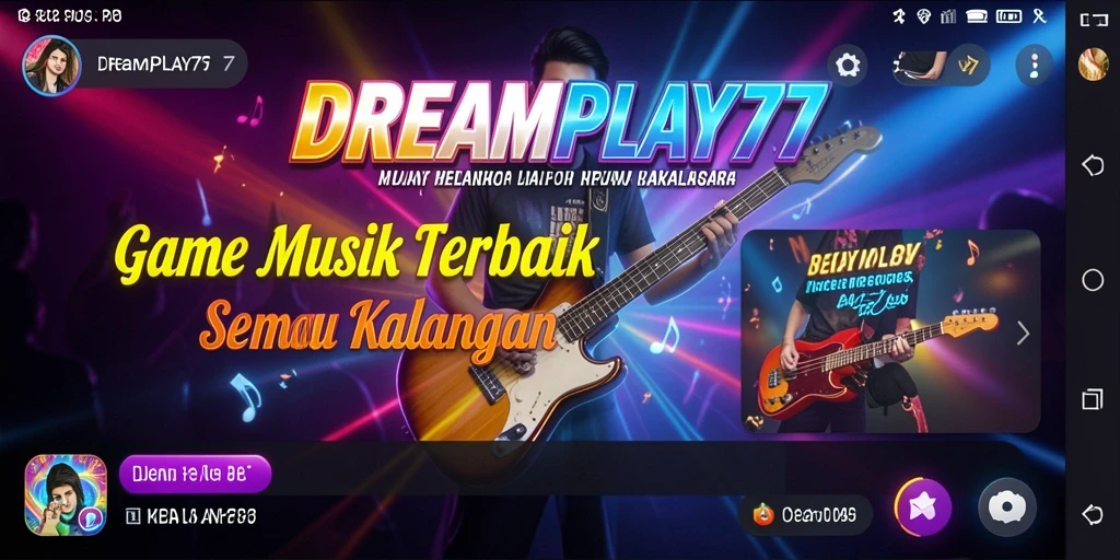 Screenshot utama DREAMPLAY77 menampilkan gameplay interaktif penuh warna.