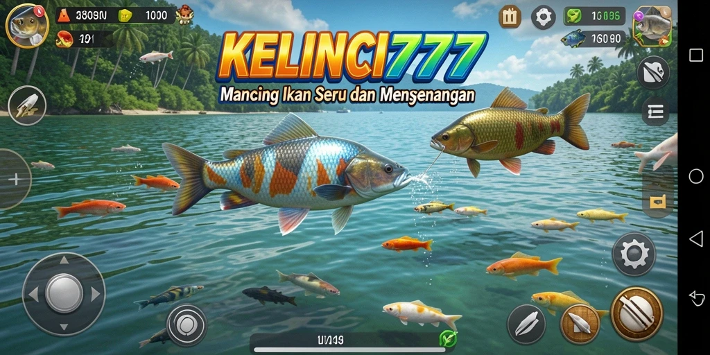 Screenshot gameplay KELINCI777 menampilkan aksi memancing yang mendebarkan.