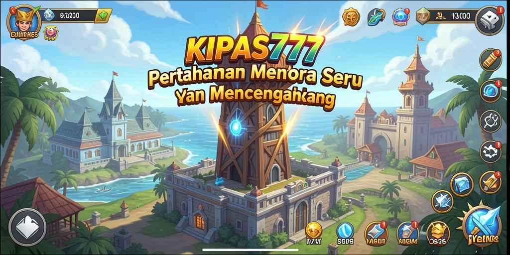 Menampilkan aksi seru dalam game Tower Defense KIPAS777.
