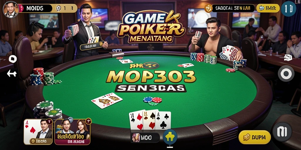 Screenshot MODE303 menampilkan gameplay poker yang seru dan interaktif.