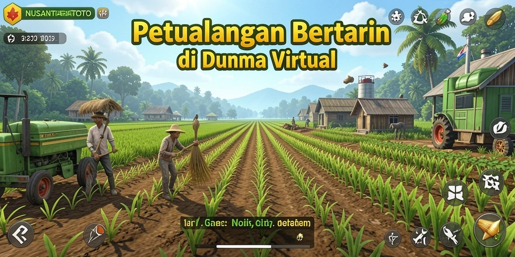 Tampilan gameplay <strong>NUSANTARATOTO</strong> dengan aktivitas bertani yang seru.