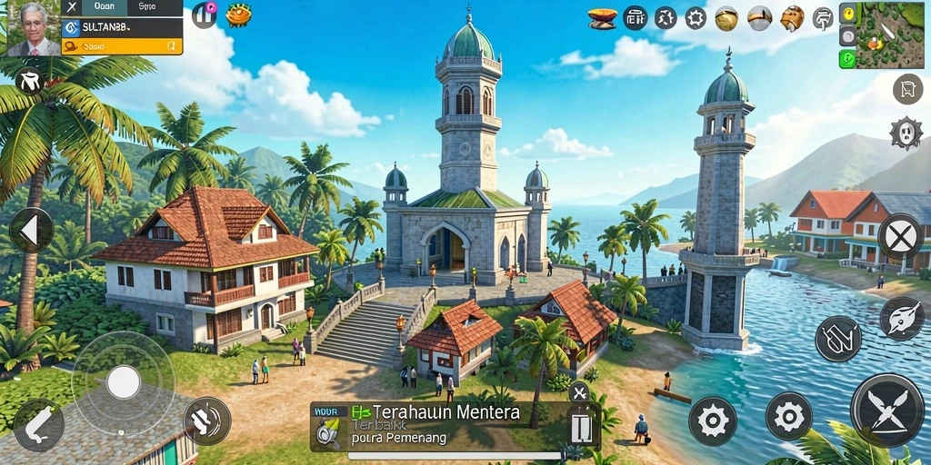 Screenshot gameplay SULTAN88 menunjukkan aksi menara mempertahankan dari serangan musuh.