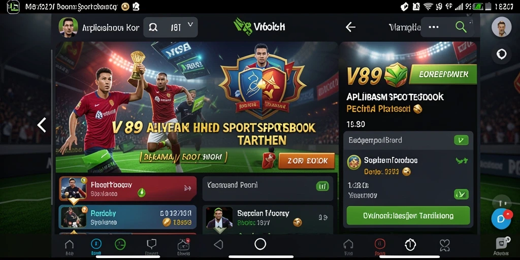 Tampilan utama V89 menampilkan antarmuka intuitif untuk taruhan olahraga.