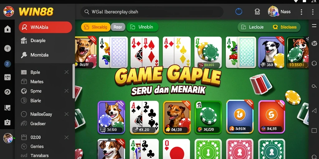 Screenshot gameplay WIN88 yang menampilkan suasana seru bermain Gaple.
